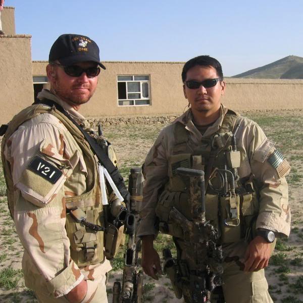 Mike Polchenko and John Hughes standing outside our barracks